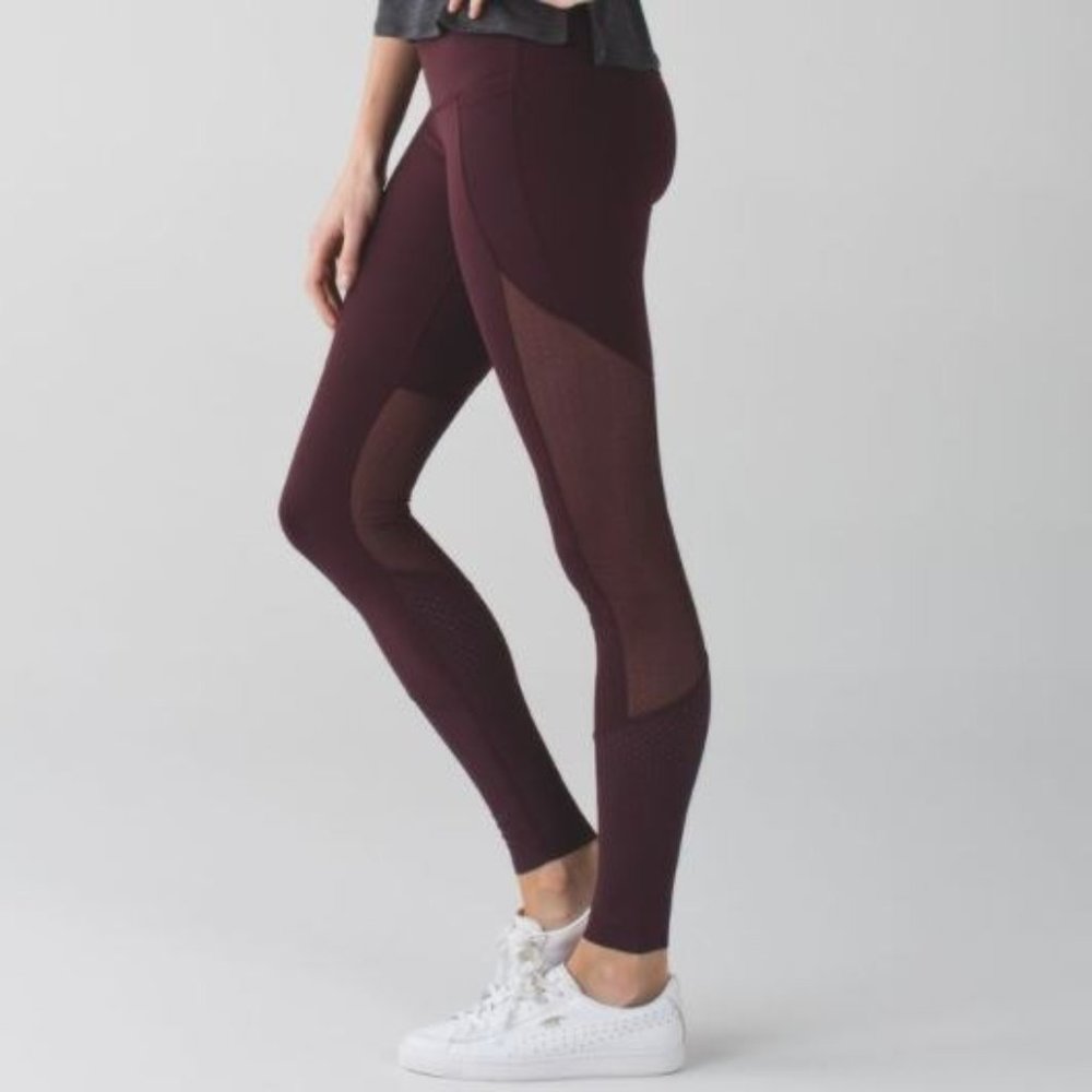 Lululemon Barre Star Pant - Leggings - Full-On Luon - Size 4 - Maroon
